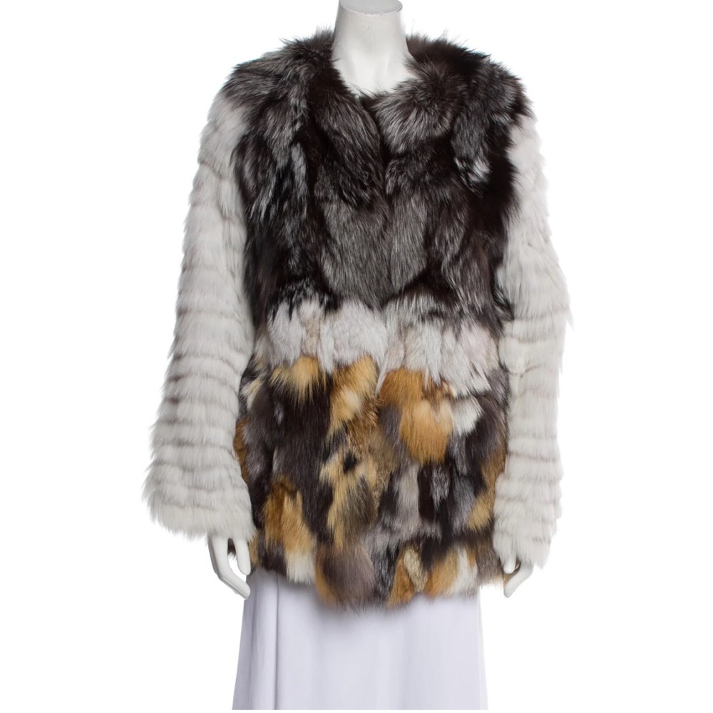 Cinq a sept 
Fox Animal Print Fur Jacket